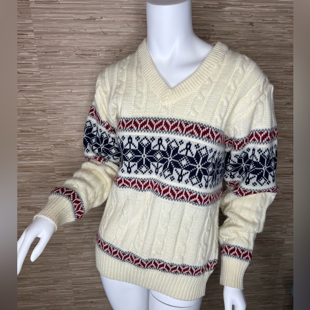 Vintage Cable Knit Fair Isle Sweater